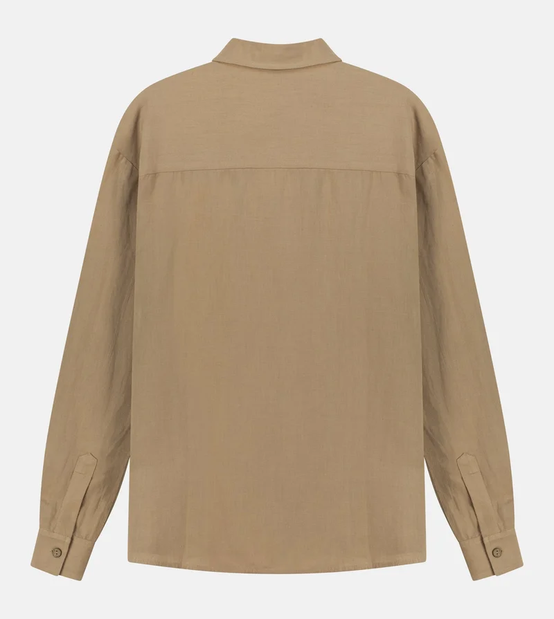 F5 Men's Linen Buttoned Down Shirt - Light Brown